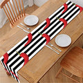 Black And White Striped Chili Print Table Runner