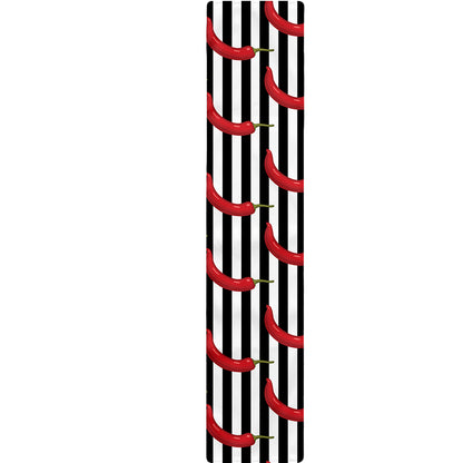 Black And White Striped Chili Print Table Runner