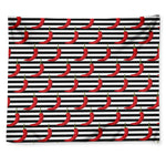 Black And White Striped Chili Print Tapestry