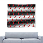 Black And White Striped Chili Print Tapestry
