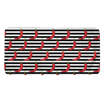 Black And White Striped Chili Print Towel