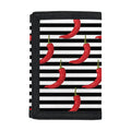 Black And White Striped Chili Print Trifold Wallet