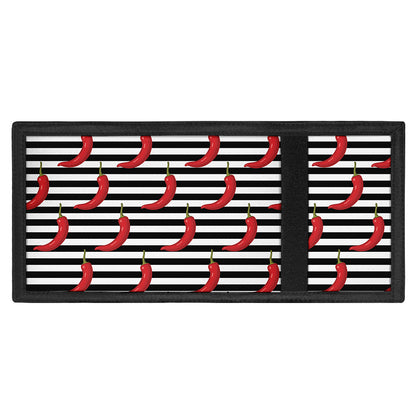 Black And White Striped Chili Print Trifold Wallet