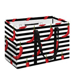 Black And White Striped Chili Print Utility Tote Bag