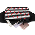 Black And White Striped Chili Print Waist Bag