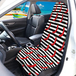 Black And White Striped Chili Print Waterproof Car Seat Cover