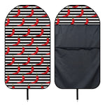 Black And White Striped Chili Print Waterproof Car Seat Cover
