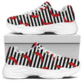 Black And White Striped Chili Print White Chunky Shoes