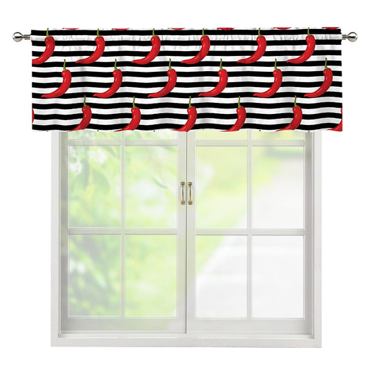 Black And White Striped Chili Print Window Valance