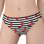 Black And White Striped Chili Print Women's Panties