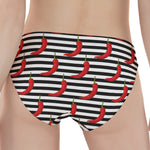 Black And White Striped Chili Print Women's Panties