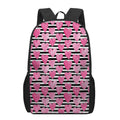 Black And White Striped Heart Print 17 Inch Backpack