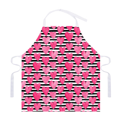 Black And White Striped Heart Print Adjustable Apron