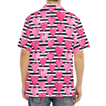 Black And White Striped Heart Print Aloha Shirt