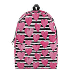 Black And White Striped Heart Print Backpack