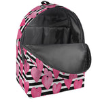 Black And White Striped Heart Print Backpack