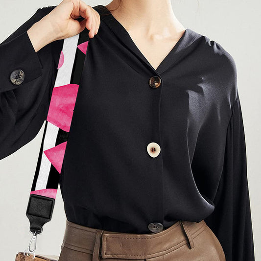 Black And White Striped Heart Print Bag Strap