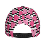 Black And White Striped Heart Print Baseball Cap