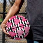Black And White Striped Heart Print Basketball