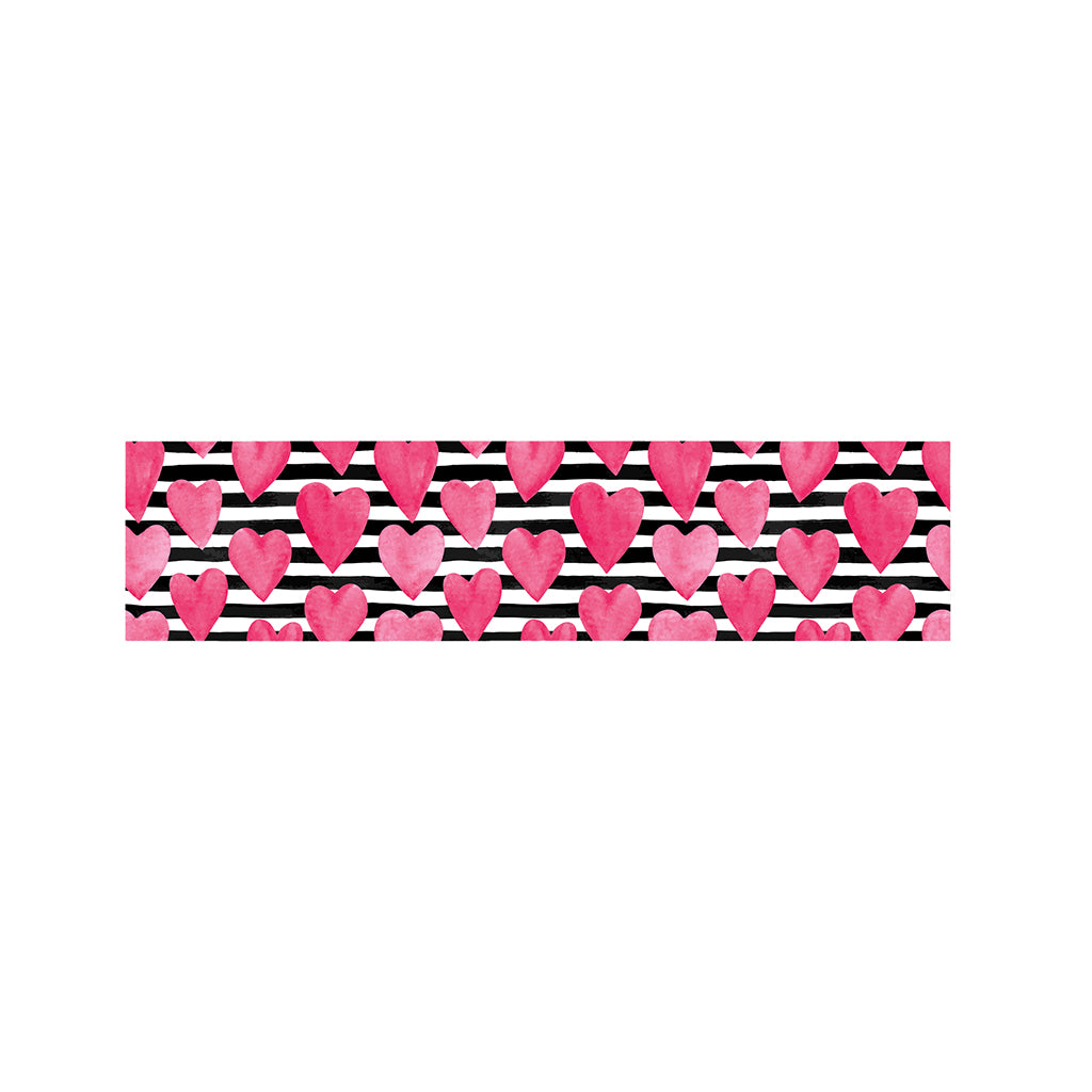 Black And White Striped Heart Print Bed Runner