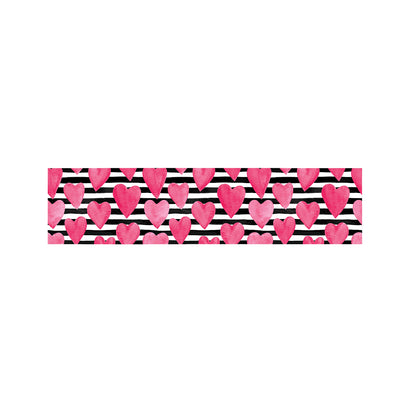 Black And White Striped Heart Print Bed Runner