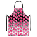 Black And White Striped Heart Print Bib Apron With Pocket