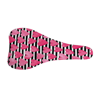 Black And White Striped Heart Print Bicycle Seat Cover
