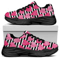 Black And White Striped Heart Print Black Chunky Shoes