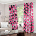 Black And White Striped Heart Print Dimout Grommet Curtains