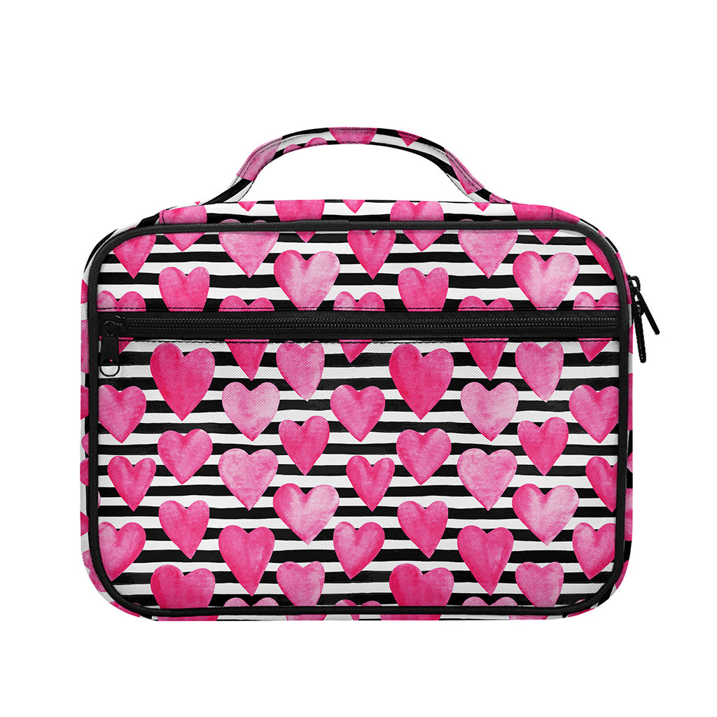 Black And White Striped Heart Print Briefcase Bible Bag