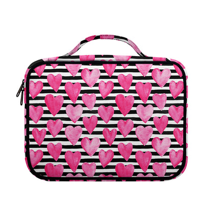 Black And White Striped Heart Print Briefcase Bible Bag
