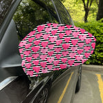 Black And White Striped Heart Print Car Side Mirror Covers