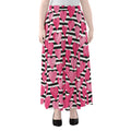 Black And White Striped Heart Print Chiffon Maxi Skirt