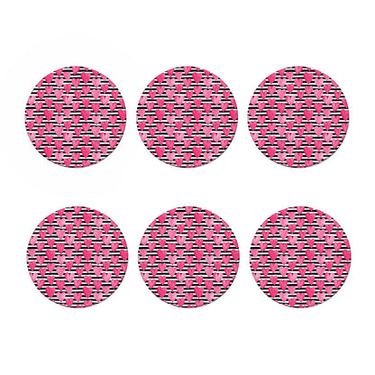 Black And White Striped Heart Print Coaster Set