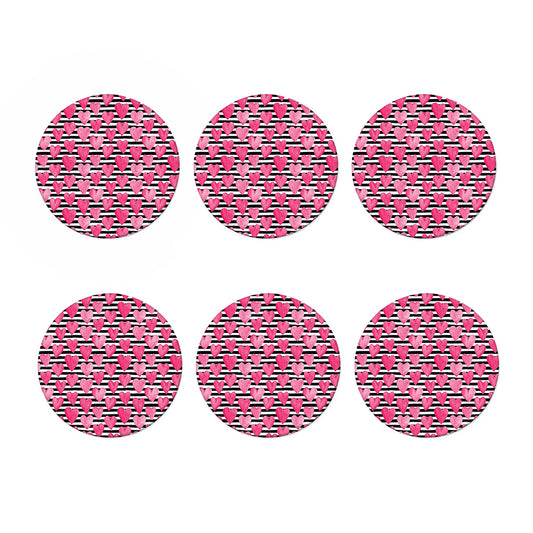 Black And White Striped Heart Print Coaster Set