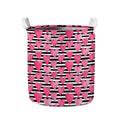 Black And White Striped Heart Print Collapsible Laundry Basket