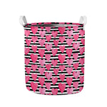 Black And White Striped Heart Print Collapsible Laundry Basket
