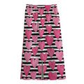 Black And White Striped Heart Print Cotton Front Slit Maxi Skirt