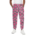 Black And White Striped Heart Print Cotton Sweatpants