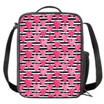 Black And White Striped Heart Print Crossbody Lunch Bag