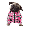 Black And White Striped Heart Print Dog Zip Up Jacket