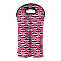 Black And White Striped Heart Print Double Neoprene Wine Tote