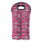 Black And White Striped Heart Print Double Neoprene Wine Tote
