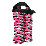 Black And White Striped Heart Print Double Neoprene Wine Tote