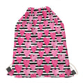 Black And White Striped Heart Print Drawstring Bag