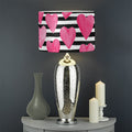 Black And White Striped Heart Print Drum Lamp Shade