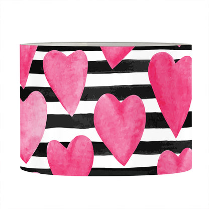 Black And White Striped Heart Print Drum Lamp Shade