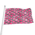 Black And White Striped Heart Print Flag