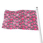Black And White Striped Heart Print Flag