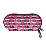 Black And White Striped Heart Print Glasses Case